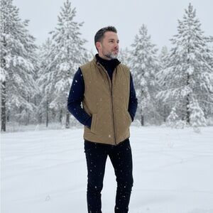 Magaschoni Men's Quilted Brown Luxury Vest SZ XL/TG